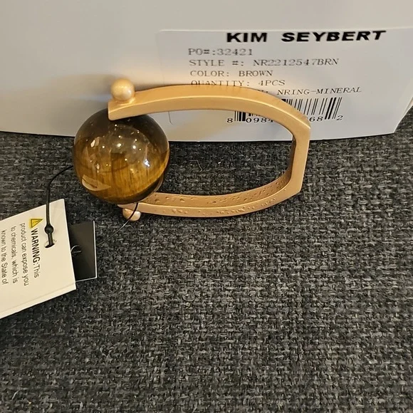 NWT Kim Seybert set of 4 tiger eye napkin ring - Picture 5 of 15